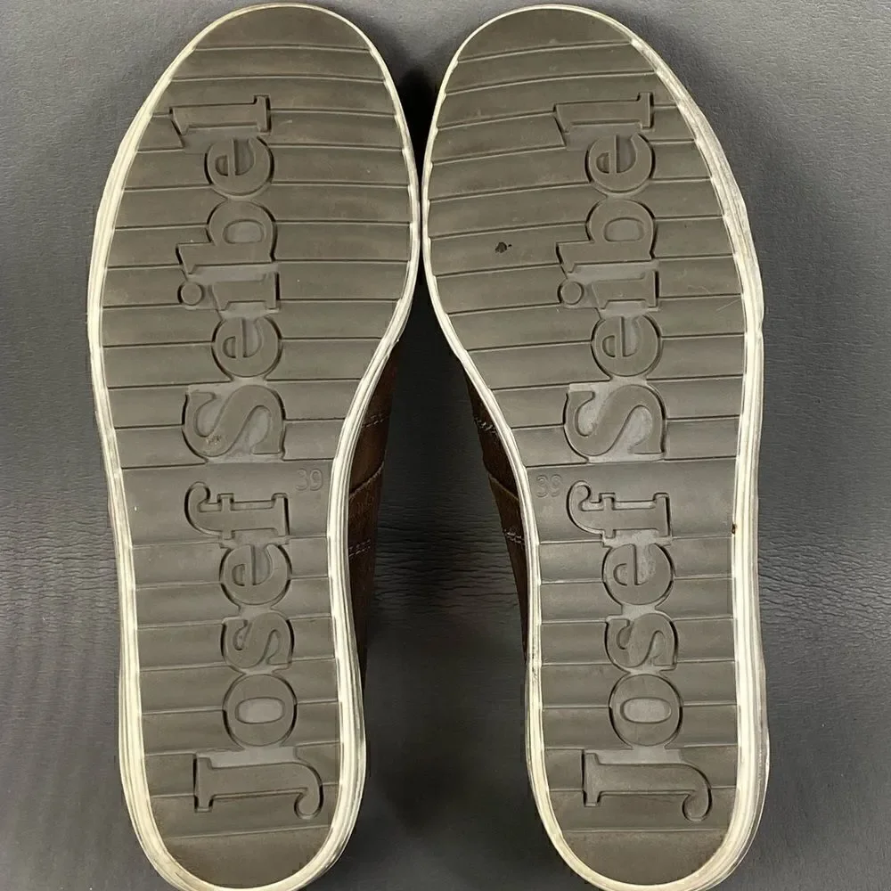 Josef Seibel Gray Metallic Leather sneaker shoe womens size 8.5 (39)
